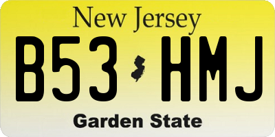 NJ license plate B53HMJ