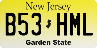 NJ license plate B53HML