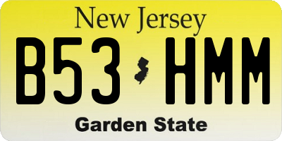 NJ license plate B53HMM