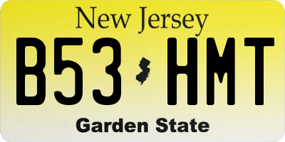 NJ license plate B53HMT