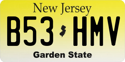 NJ license plate B53HMV