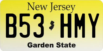 NJ license plate B53HMY