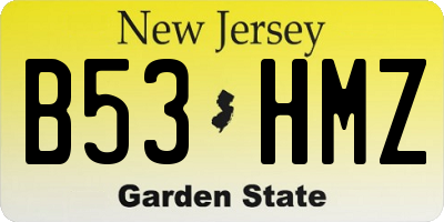 NJ license plate B53HMZ