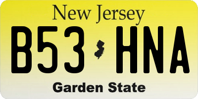 NJ license plate B53HNA