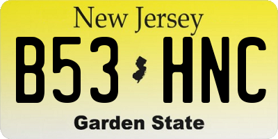 NJ license plate B53HNC