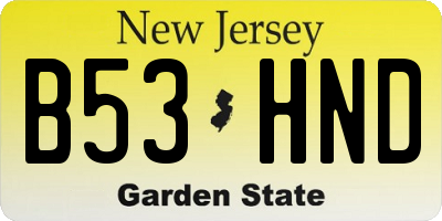 NJ license plate B53HND