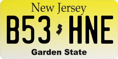 NJ license plate B53HNE