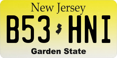 NJ license plate B53HNI