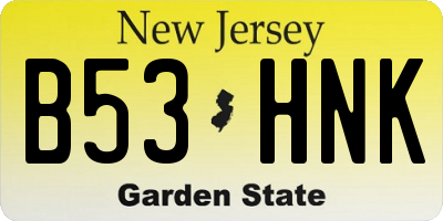 NJ license plate B53HNK