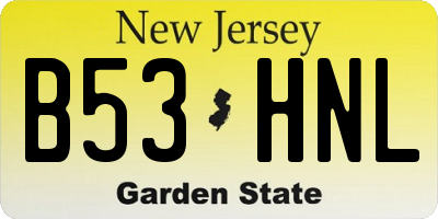 NJ license plate B53HNL