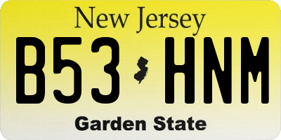 NJ license plate B53HNM