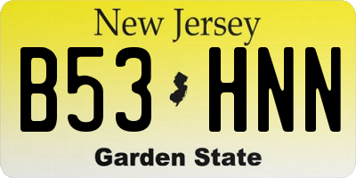 NJ license plate B53HNN