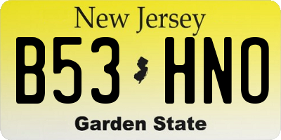 NJ license plate B53HNO