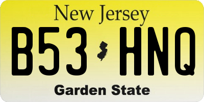 NJ license plate B53HNQ