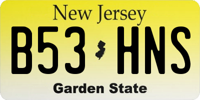 NJ license plate B53HNS