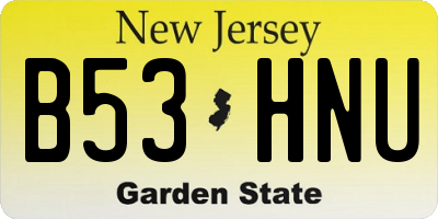 NJ license plate B53HNU