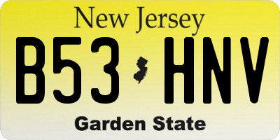 NJ license plate B53HNV