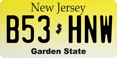 NJ license plate B53HNW