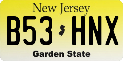 NJ license plate B53HNX