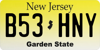 NJ license plate B53HNY
