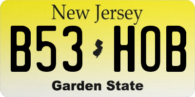 NJ license plate B53HOB