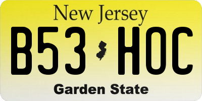 NJ license plate B53HOC
