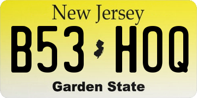 NJ license plate B53HOQ