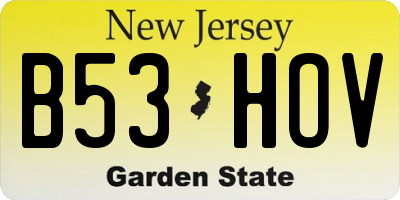 NJ license plate B53HOV