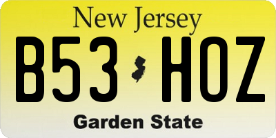 NJ license plate B53HOZ