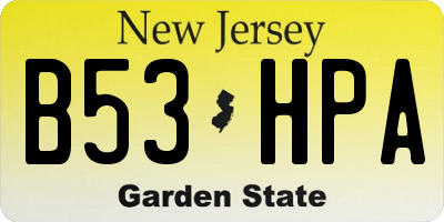 NJ license plate B53HPA