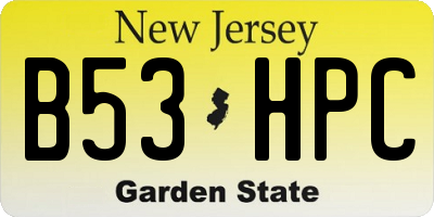 NJ license plate B53HPC