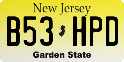 NJ license plate B53HPD