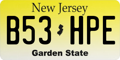 NJ license plate B53HPE