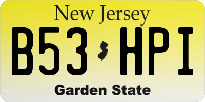 NJ license plate B53HPI