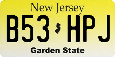 NJ license plate B53HPJ
