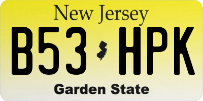 NJ license plate B53HPK