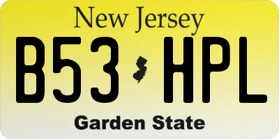 NJ license plate B53HPL