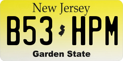 NJ license plate B53HPM