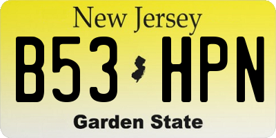 NJ license plate B53HPN