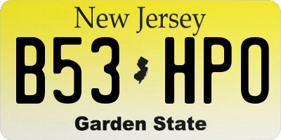 NJ license plate B53HPO