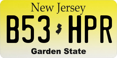 NJ license plate B53HPR