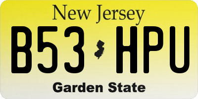 NJ license plate B53HPU