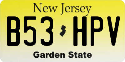 NJ license plate B53HPV