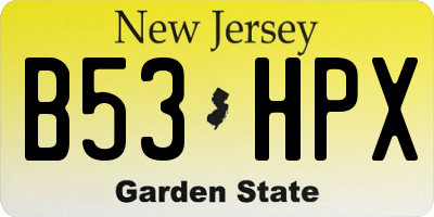 NJ license plate B53HPX