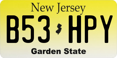 NJ license plate B53HPY