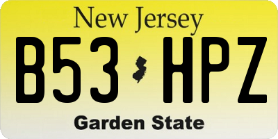 NJ license plate B53HPZ