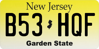 NJ license plate B53HQF