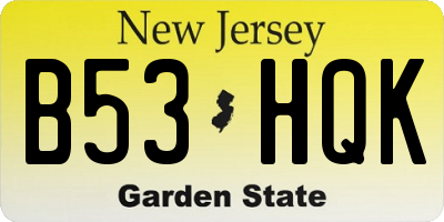 NJ license plate B53HQK