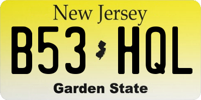 NJ license plate B53HQL