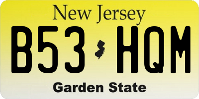 NJ license plate B53HQM
